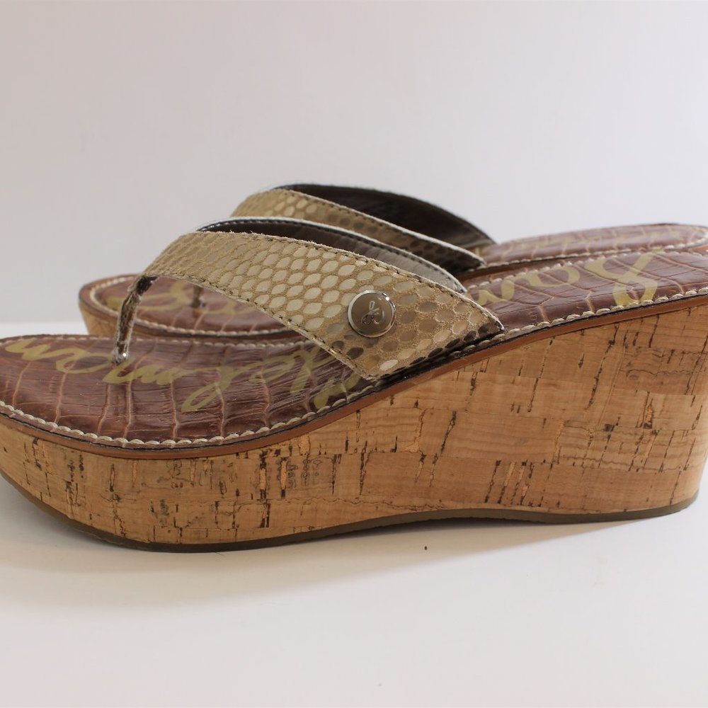 Sam Edelman Suede Gold Python Print Wedge - image 2